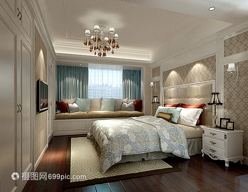 簡歐臥室室內裝修效果圖 打造典雅與舒適的住宅空間